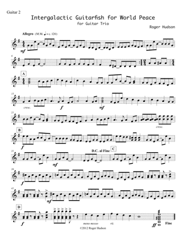 Intergalactic Guitarfish for World Peace (Guitar Trio) - Guitar 2 Part