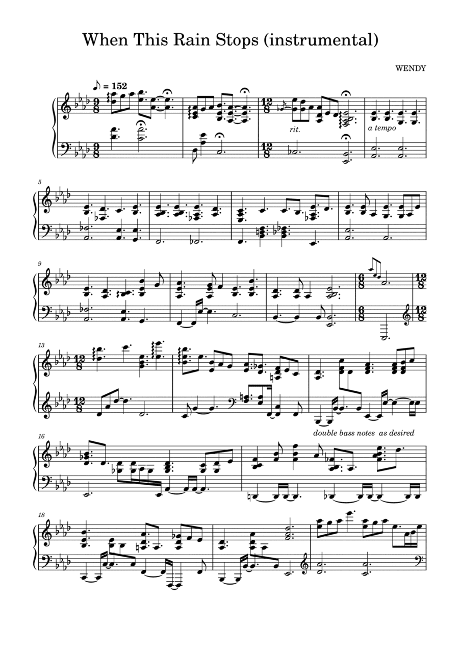 When This Rain Stops (arr. Raymond Feng)