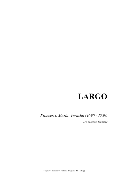 VERACINI - LARGO - Arr. for Organ (arr. Renato Tagliabue)