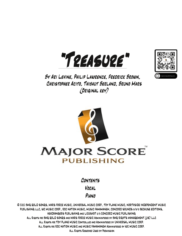 Treasure (arr. MAJOR SCORE PUBLISHING TM.)