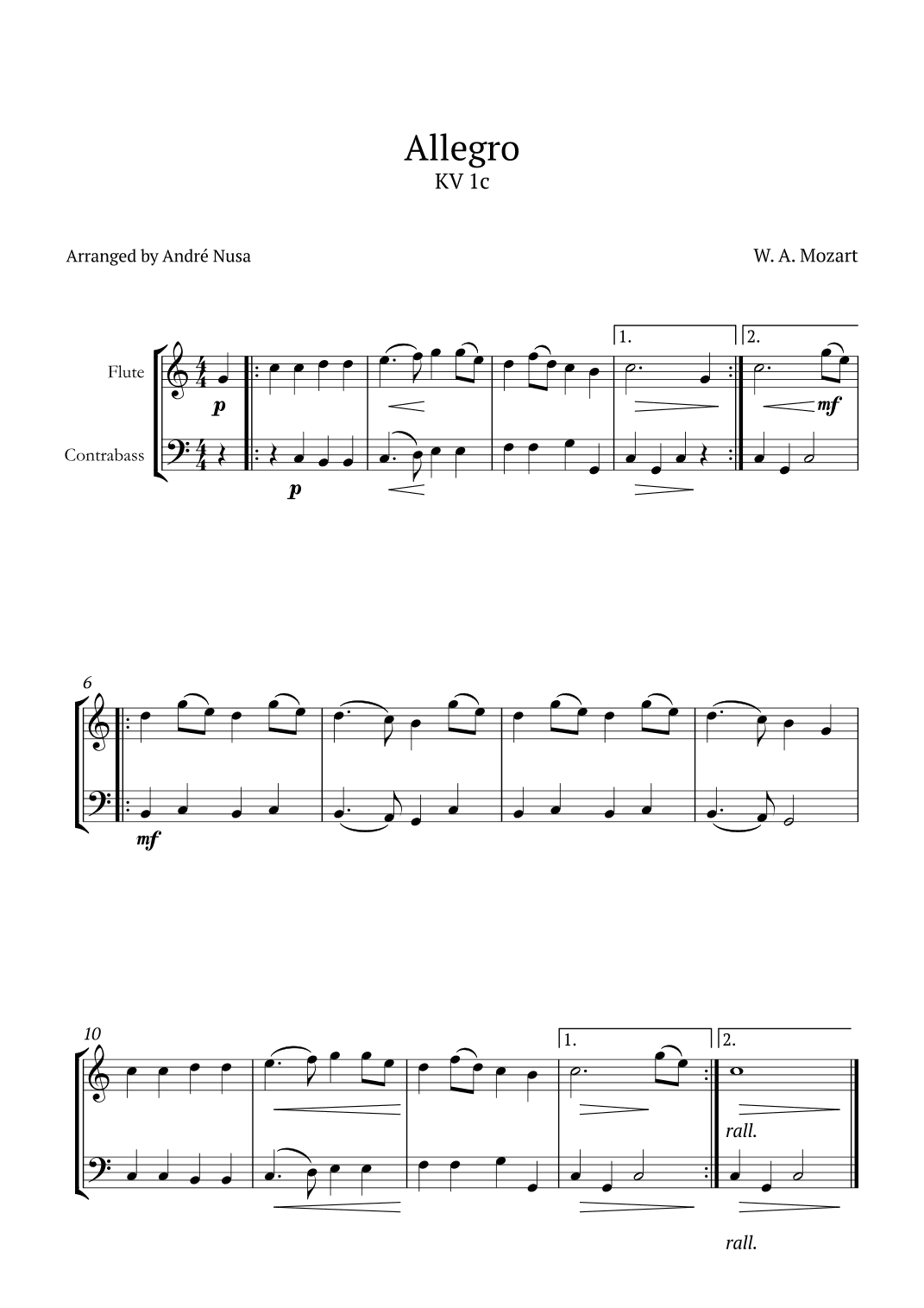 Allegro K1c (arr. André Nusa)