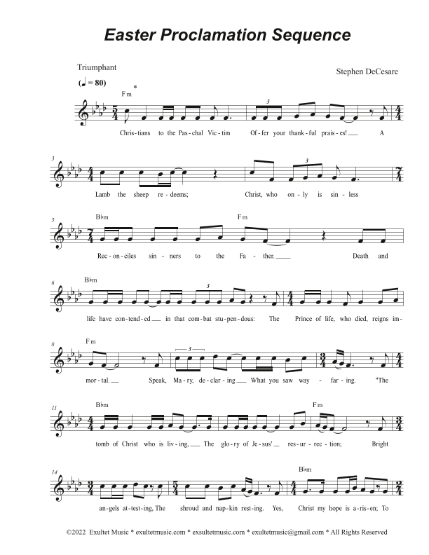 Easter Proclamation Sequence (Unison choir - Medium Key)