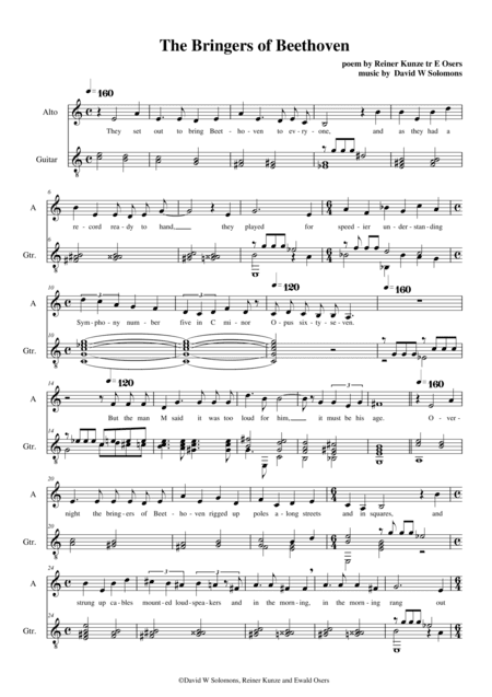 The Bringers of Beethoven for alto (or baritone) and guitar