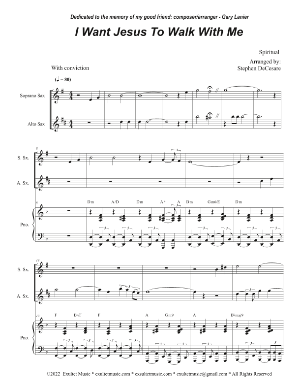 I Want Jesus To Walk With Me (Duet for Soprano and Alto Saxophone) (arr. Stephen DeCesare)