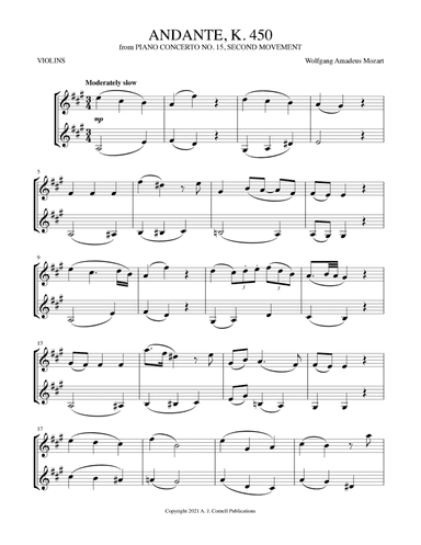 Andante (from Piano Concerto No. 15, K. 450) (arr. Mark Phillips)