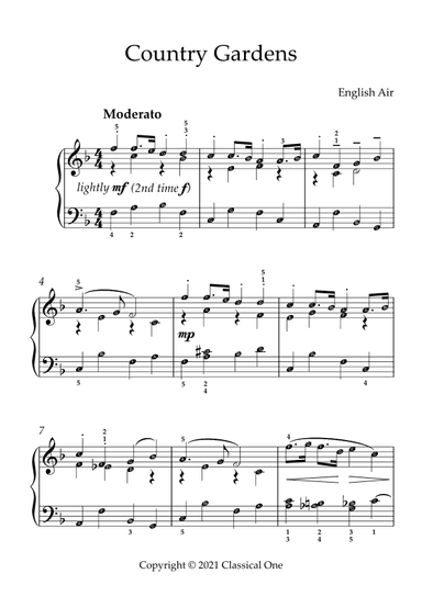 English Air - Country Gardens(With Note name) (arr. MPS)