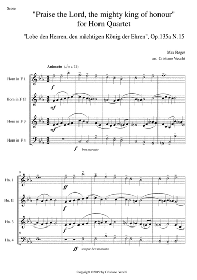 "Praise the Lord, the mighty king of honour" for Horn Quartet (arr. Cristiano Vecchi)