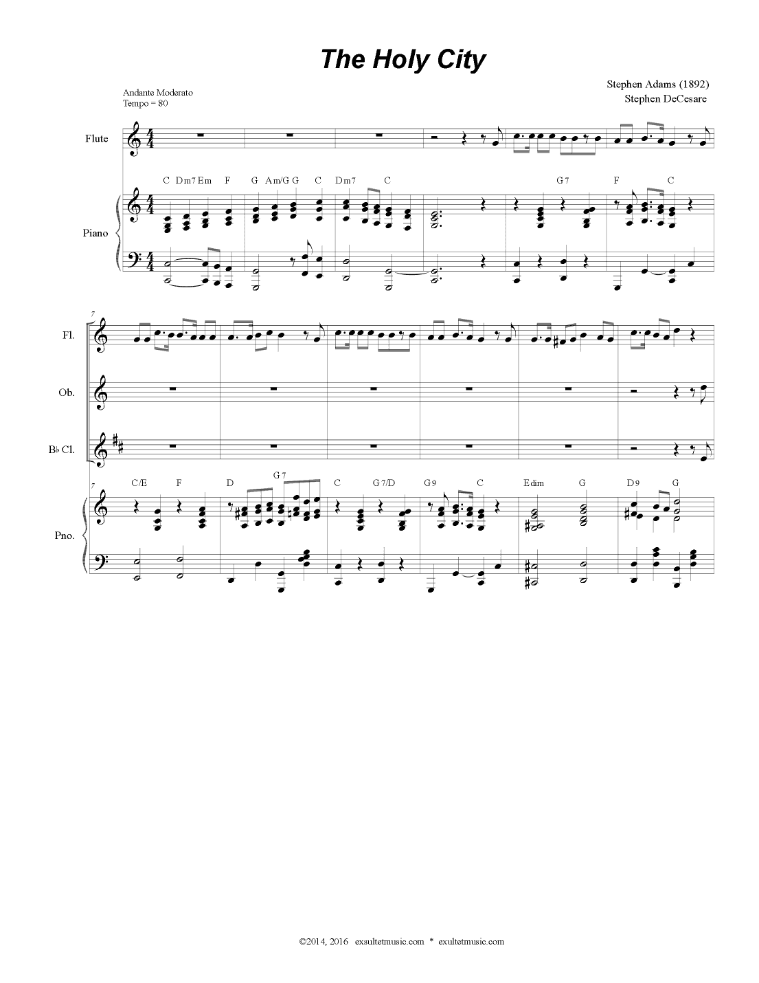 The Holy City (for Strings, Woodwinds and Piano) (arr. Stephen DeCesare)
