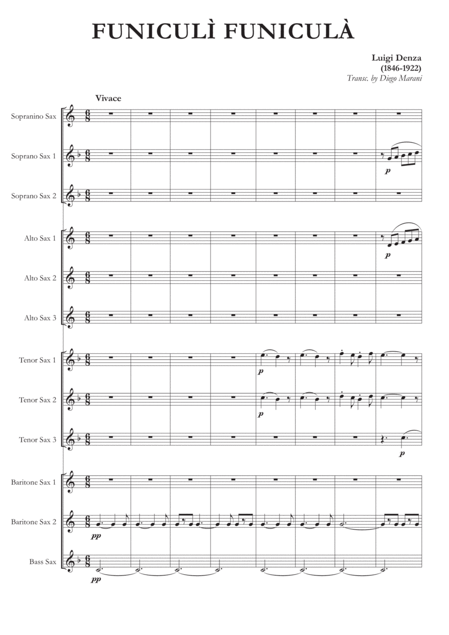 Funiculì Funiculà for Saxophone Ensemble (arr. Diego Marani)
