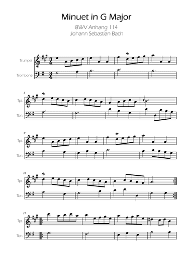 Minuet in G major BWV Anh. 114 - Bach - Trumpet and Trombone (arr. Ygor Nunes)