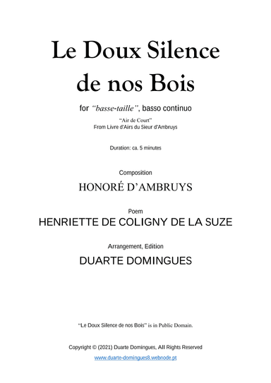 Le Doux Silence de nos Bois (arr. Duarte Domingues)