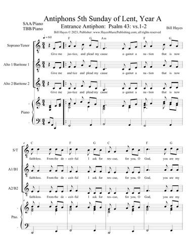 Antiphons for 5th Sunday in Lent Year A