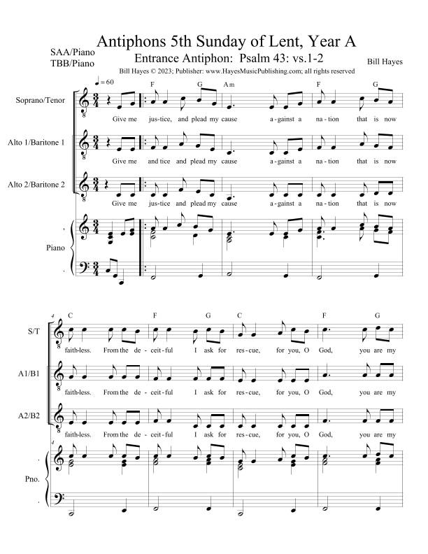 Antiphons for 5th Sunday in Lent Year A