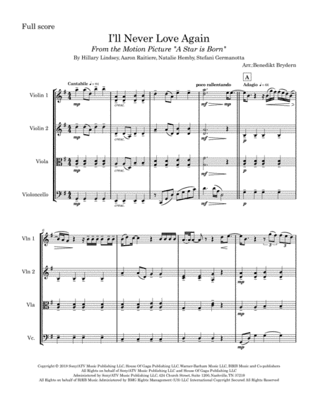 I'll Never Love Again (arr. Benedikt Brydern)