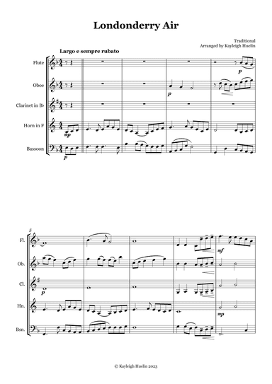 Londonderry Air (Danny Boy) - Wind quintet (arr. Kayleigh Huelin)