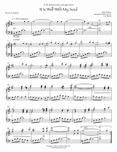 It Is Well With My Soul - a contemporary piano solo (arr. Len Rhodes)