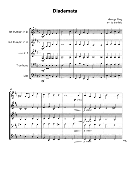 Diademata - Hymn Tune for Brass Quintet (with descant) (arr. Edward Burfield)