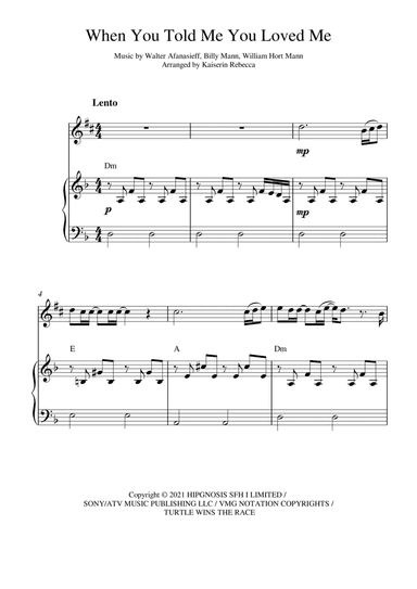 When You Told Me You Loved Me (arr. Kaiserin Rebecca)