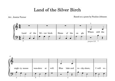 Land of the Silver Birch (beginner piano) (arr. Jessica Turner)