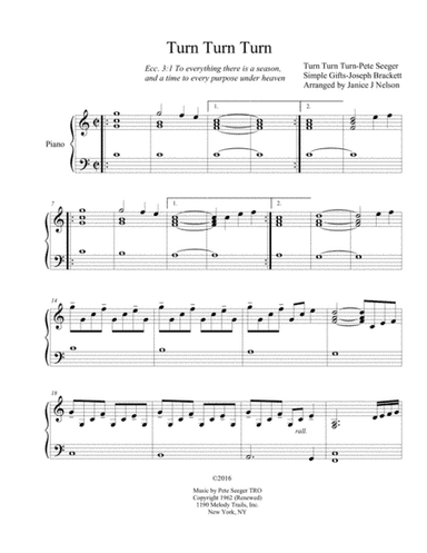 Turn! Turn! Turn! (to Everything There Is A Season) (arr. Janice J Nelson)