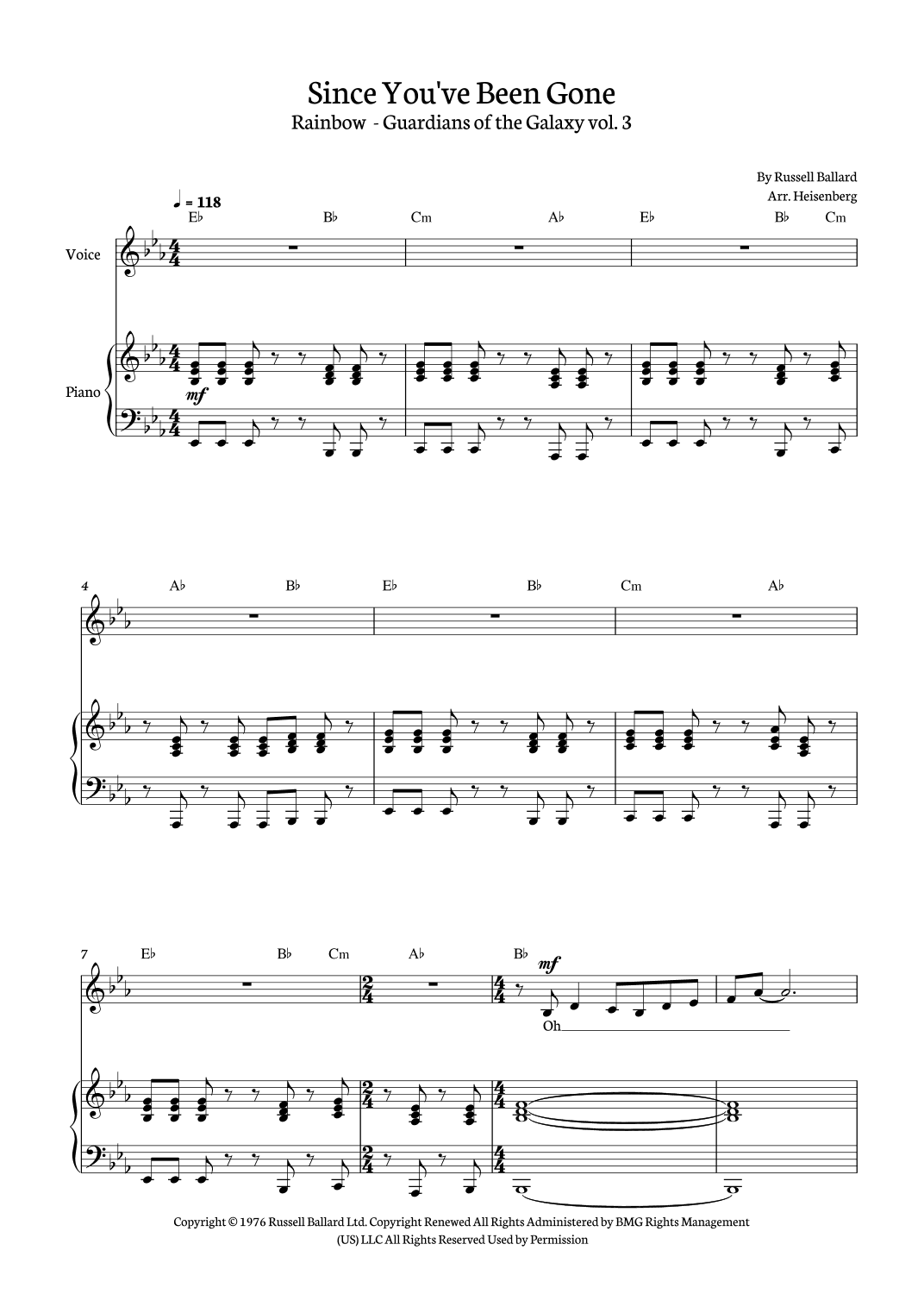 Since You've Been Gone (arr. Heisenberg)