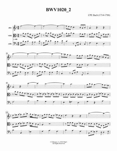 BWV 1020 II. Adagio (arr. William G Ouimette)