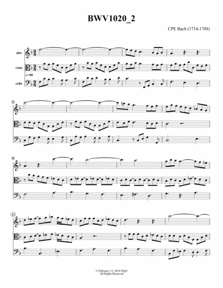 BWV 1020 II. Adagio (arr. William G Ouimette)
