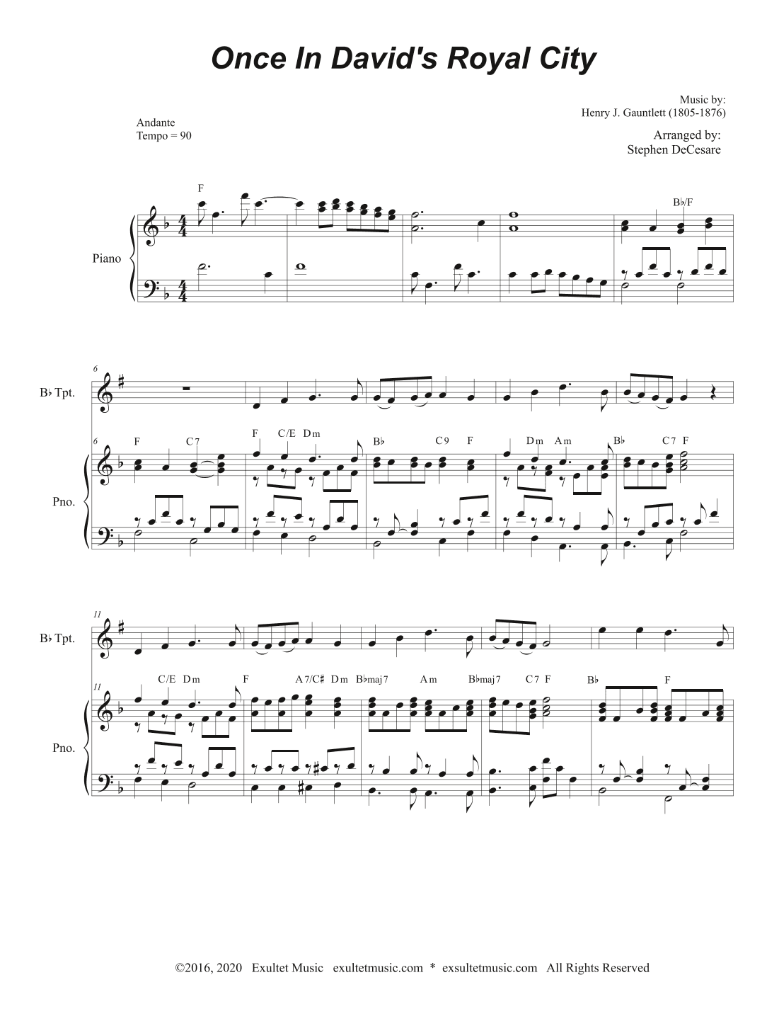 Once In Royal David's City (Bb-Trumpet solo and Piano) (arr. Stephen DeCesare)