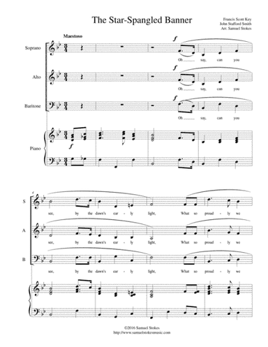 The Star-Spangled Banner - SAB choir with piano accompaniment (arr. Samuel Stokes)
