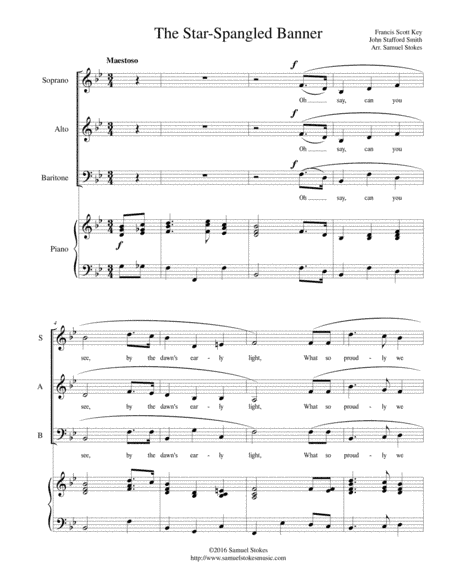 The Star-Spangled Banner - SAB choir with piano accompaniment (arr. Samuel Stokes)