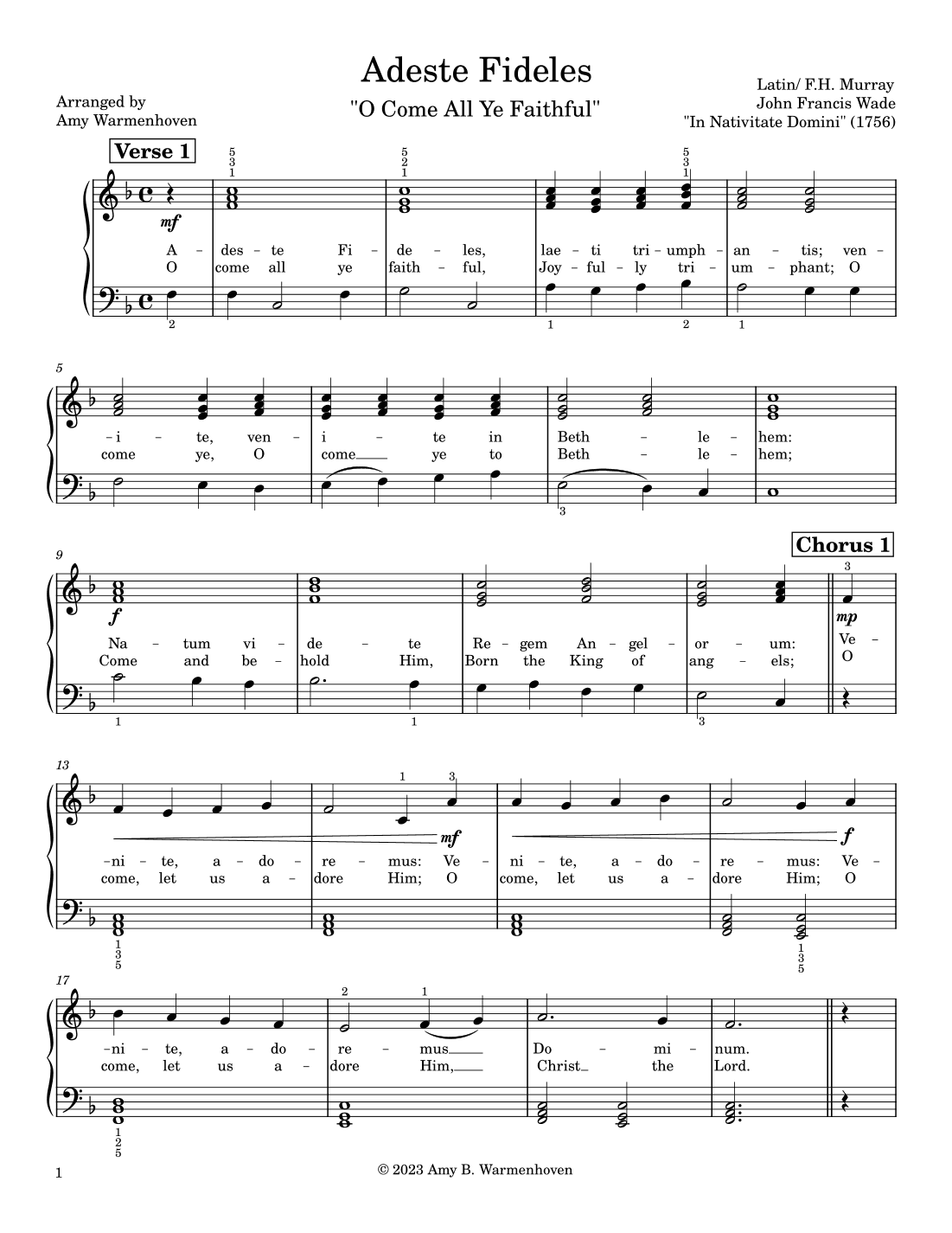 Adeste Fideles (arr. Amy Warmenhoven)