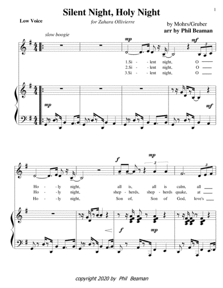 Silent Night, Holy Night-boogie-low vocal solo (arr. Phil Beaman)