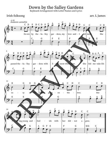 Down By the Salley Gardens (Easier) (arr. Lindsey James)