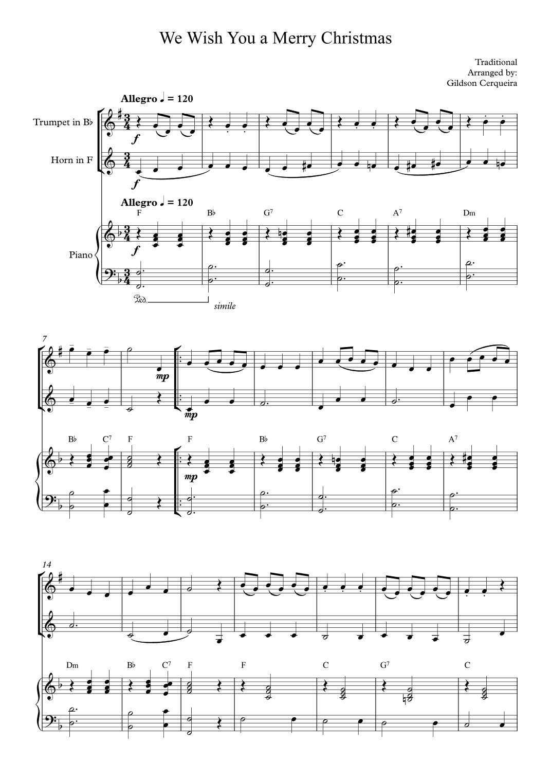We Wish You a Merry Christmas (arr. Gildson Cerqueira)
