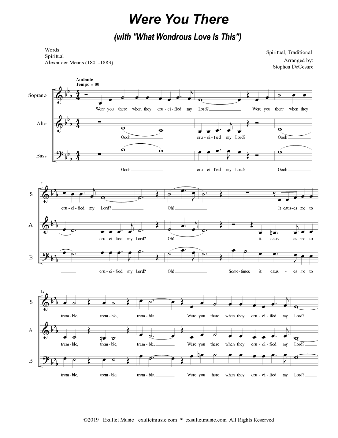Were You There (with "What Wondrous Love Is This") (for SAB) (arr. Stephen DeCesare)