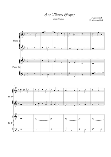 Ave Verum Corpus. Piano 4 hands (arr. Ester Alessandrini)