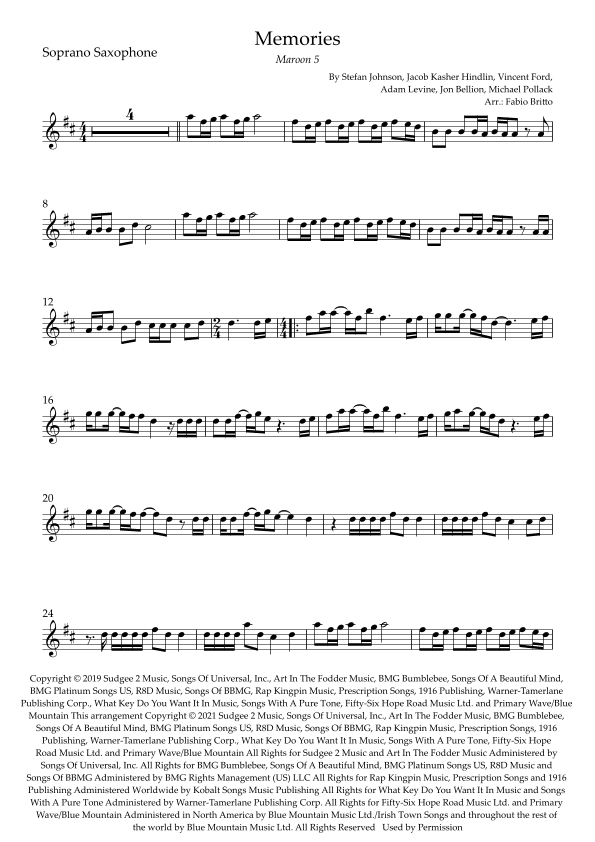 Memories (arr. Fabio Britto)