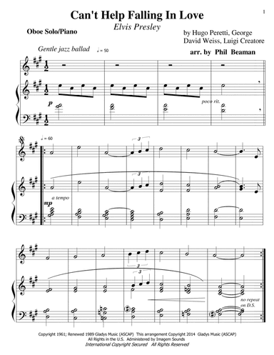 Can't Help Falling In Love (arr. Phil Beaman)