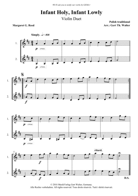 Infant Holy, Infant Lowly (arr. Gert Th. Walter)