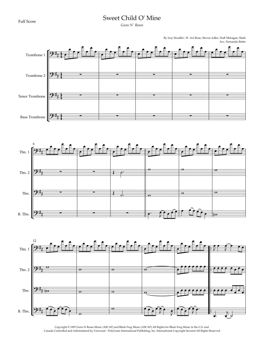 Sweet Child O' Mine (arr. Fernando Britto)