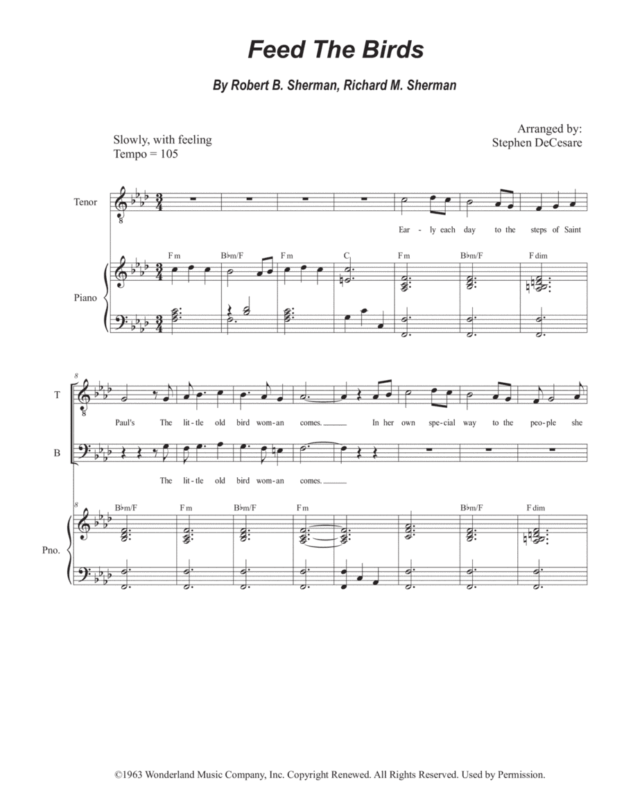 Feed The Birds (tuppence A Bag) (arr. Stephen DeCesare)