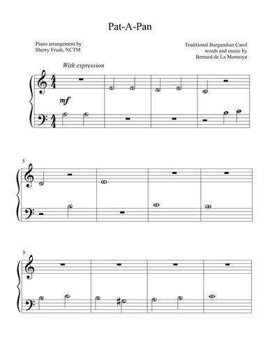 Pat-A-Pan - alpha note arrangement (arr. Sherry Frush, NCTM)