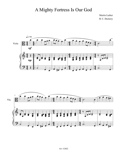 A Mighty Fortress is Our God (Viola Solo with Piano Accompaniment) (arr. B. C. Dockery)