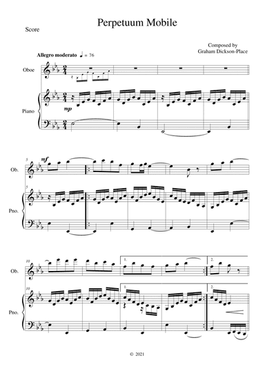 Perpetuum Mobile - Duet for Oboe and Piano. Original composition by Graham Dickson-Place