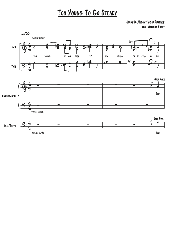 Too Young To Go Steady (arr. Amanda Ekery)