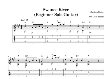 Swanee River (Beginner Solo Guitar) (arr. Tyler Adams)