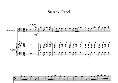 Sussex Carol (Bassoon + Piano) (arr. Digital Book Music)