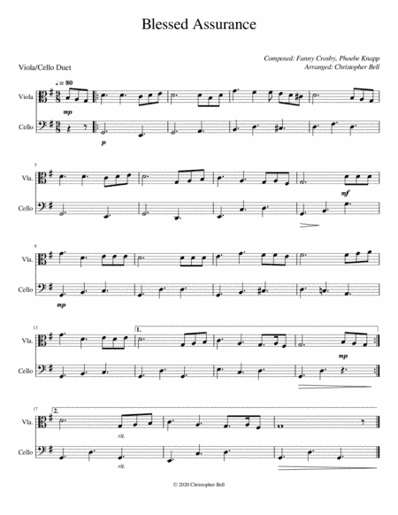 Blessed Assurance - Viola/Cello Duet (arr. Christopher Bell)