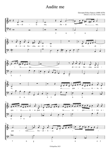 Audite me (arr. Early Music Scores)