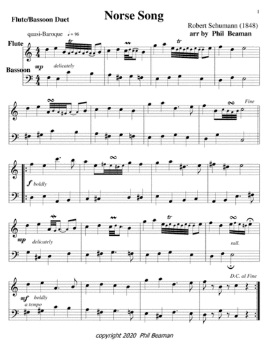 Norse Song-Schumann-flute-bassoon duet (arr. Phil Beaman)